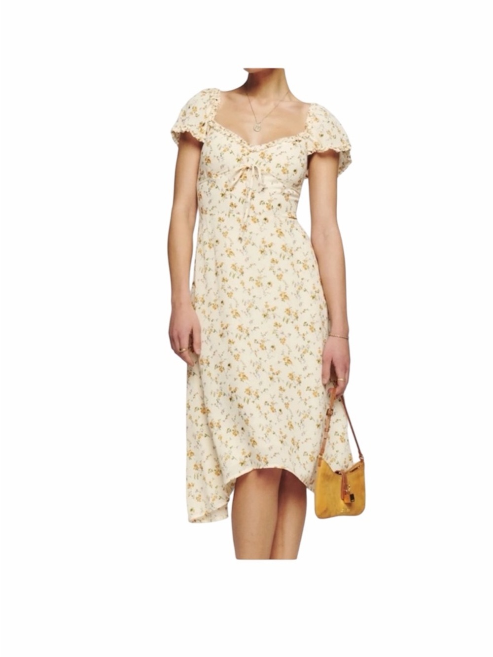 Reformation Maebry Cream Floral Midi Dress Size 6